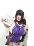  1girl black_hair breasts cattleya cattleya_(cosplay) cosplay fat glasses huge_breasts kjmvideo luu_(cosplayer) photo queen&#039;s_blade queen's_blade 