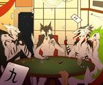  alcohol ambiguous_gender beer beverage boss boss_sergal cards group japanese_cards poker sergal table unknown_artist 