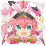  animal_ears blue_eyes bunny_ears easter easter_egg egg epaulettes face flower gloves hat inazuma_eleven_(series) inazuma_eleven_go kirino_ranmaru looking_at_viewer male_focus open_mouth shirota69 solo star white_gloves 