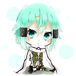  aqua_hair fingerless_gloves gloves green_eyes jacket saeki_sora scarf short_hair sinon sitting sword_art_online 