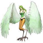  3d breasts curvy donquixote_pirates feathers green_hair harpy large_breasts long_hair long_legs midriff monet_(one_piece) monster_girl official_art one_piece one_piece:_pirate_warriors tail wings yellow_eyes 