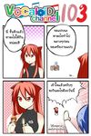  1girl 4koma animal_ears blue_hair cat_ears catstudioinc_(punepuni) comic kaito left-to-right_manga lighter nendoroid original puni_(miku_plus) red_eyes red_hair sleeveless thai translated vocaloid 