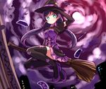  1girl blush broom broom_riding female hat long_hair love_live!_school_idol_project magic_user_outfit riding sikei solo toujou_nozomi twintails witch witch_costume witch_hat 