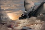  anthro arthropod canine cloud dragon fantasy fiels fly insect latex_(artist) mammal mountain realistic sky sunset wolf 