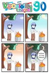  4koma blue_eyes blue_hair burning catstudioinc_(punepuni) comic fire highres kaito left-to-right_manga male_focus moon morning night papers recurring_image scarf solo sunset thai translated tree vocaloid 