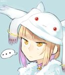  1girl bell bell_choker blonde_hair cameo choker face hat kuraishi_tanpopo kyubey mahou_shoujo_madoka_magica marble4 short_hair solo witch_craft_works yellow_eyes 