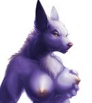  2015 anthro breasts canine female mammal nipples nude plain_background solo watsup white_background wolf yellow_eyes 