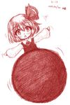  ball blush bow hair_bow monochrome outstretched_arms rumia short_hair sketch solo touhou yuran_(kuen-hien) 