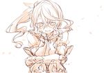  alisha_diphda armor blush hand_on_own_face looking_at_viewer monochrome parted_lips side_ponytail solo tales_of_(series) tales_of_zestiria tobi_(one) white_background 