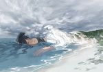  abstract beach black_hair cloud cloudy_sky giantess long_hair neetiska ocean one_eye_covered original partially_submerged scenery sky solo waves wet wet_hair 