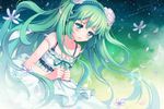  aqua_eyes aqua_hair blush crying crying_with_eyes_open dress flower hair_flower hair_ornament hatsune_miku headphones long_hair solo tears twintails very_long_hair vocaloid windy4th 