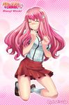  artist_name baka_to_test_to_shoukanjuu blush breasts closed_eyes hair_ornament highres himeji_mizuki large_breasts loneteel long_hair pink_hair school_uniform solo 