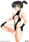  alternate_hair_color bad_proportions bare_shoulders barefoot black_hair breasts dengeki!_pikachu feet female foot gym_leader hetero highleg highleg_swimsuit kasumi_(pokemon) legs one-piece_swimsuit pokemon ponytail short_hair side_ponytail swimsuit wet wetsuit xplotter 