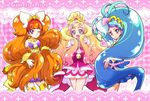  :d amanogawa_kirara blonde_hair blue_eyes blue_hair blush bow brooch choker copyright_name cure_flora cure_mermaid cure_twinkle earrings eyebrows gloves go!_princess_precure green_eyes hair_ribbon haruno_haruka jewelry kaidou_minami long_hair low-tied_long_hair magical_girl multicolored_hair multiple_girls nanjou_akimasa one_eye_closed open_mouth orange_hair pink_bow pink_hair pink_skirt precure purple_eyes purple_hair quad_tails red_hair ribbon skirt smile star star_earrings streaked_hair thick_eyebrows thighhighs twintails two-tone_hair very_long_hair 