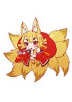  1girl animal_ears blonde_hair chibi disgaea fox_ears fox_tail fuyuhara makai_senki_disgaea_5 monster_girl nine-tailed_fox_(disgaea) red_eyes simple_background tail transparent_background 