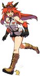  belt blush boots eyelashes eyewear female gijinka gloves goggles hair human long_hair looking_at_viewer mammal nintendo not_furry open_mouth orange_hair plain_background pok&eacute;mon solo talonflame teeth tongue video_games 草薙芳_(artist) 