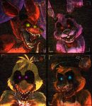  animatronic atachi00 avian bear bird blood bonnie_(fnaf) bow_tie canine chica_(fnaf) chicken eye_patch eyewear female five_nights_at_freddy&#039;s fox foxy_(fnaf) freddy_(fnaf) glowing glowing_eyes hat lagomorph machine male mammal mechanical rabbit robot top_hat 