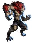  bandages belt chaos_online full_body highres love_cacao male_focus muscle official_art open_mouth rikian sharp_teeth shirtless solo standing teeth transparent_background werewolf 