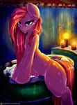  2015 bathtub blue_eyes candle dimwitdog earth_pony equine female friendship_is_magic hair horse inside long_hair mammal my_little_pony pink_hair pinkamena_(mlp) pinkie_pie_(mlp) pony pussy solo 