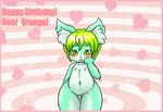  canine dog female flat_chested fur green_eyes green_fur green_hair hair kemono mammal nipples open_mouth pussy unknown_artist 