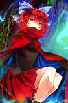  bow cape hair_bow kutsuki_kai red_eyes red_hair sekibanki shirt skirt solo touhou 