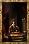  artist_request candle candlestand chaos_online curtains highres indoors looking_at_viewer male_focus official_art picture_frame radeath royal_robe sitting solo throne 
