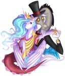  2015 alpha_channel discord_(mlp) draconequus duo equine falleninthedark female feral friendship_is_magic horn looking_at_viewer male mammal my_little_pony princess_celestia_(mlp) tongue tongue_out winged_unicorn wings 