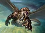  claws cloudscape dragon dromoka eric_deschamps female feral front_view magic_the_gathering membranous_wings official_art open_mouth reaching_toward_viewer scales scalie sharp_teeth sky solo teeth 