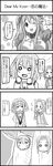  4koma ;d asahina_mikuru asahina_mikuru_(cosplay) comic cosplay esuyuki greyscale highres hirasawa_yui k-on! kotobuki_tsumugi long_hair monochrome multiple_girls name_tag one_eye_closed open_mouth school_uniform short_hair smile suzumiya_haruhi suzumiya_haruhi_no_yuuutsu tainaka_ritsu translation_request tree tree_costume twintails waitress 