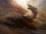  cloud death desert dragon feral magic_the_gathering min_yum official_art restricted_palette sand spread_wings watermark wings 