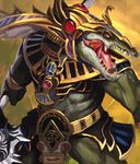  card_(medium) chaos_online crocodile crocodilian egyptian eye_of_horus mulmurden no_humans official_art open_mouth scarab sharp_teeth solo teeth weapon 