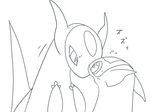  blush che_ri_ni dragon duo japanese_text latias latios legendary_pok&eacute;mon monochrome nintendo open_mouth plain_background pok&eacute;mon text video_games 