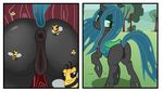  2015 anus arthropod bee bee_sting butt changeling equine female feral flowerofthesea friendship_is_magic green_eyes hair horn horse insect long_hair mammal my_little_pony pussy queen_chrysalis_(mlp) solo wings 