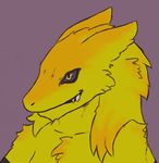  avatar black_sclera fangs fluff fur hybrid revon sergal smile teeth yellow_body 