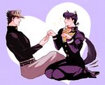  animal_ears dog_ears dog_tail gakuran gunbam hat higashikata_jousuke jojo_no_kimyou_na_bouken kemonomimi_mode kuujou_joutarou multiple_boys paw_pose pompadour purple_hair school_uniform tail tail_wagging turtleneck 