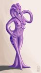  3_fingers alien breasts caromangil female freckles purple_skin tentacles 