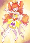  :d amanogawa_kirara bare_shoulders choker cure_twinkle earrings gloves go!_princess_precure highres jewelry long_hair magical_girl matanonki multicolored_hair open_mouth orange_hair precure purple_eyes red_hair smile solo star star-shaped_pupils star_earrings symbol-shaped_pupils thighhighs twintails two-tone_hair white_gloves white_legwear 