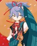  bad_id bad_pixiv_id blue_hair cherry_blossoms hat japanese_clothes male_focus meily petals sayo_samonji solo touken_ranbu 