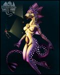 2003 ambiguous_gender anthro aquatic_dragon breasts clothed clothing dragon female human light mammal markie multiple_eyes nipples nude purple_scales scalie size_difference underwater water white_scales 