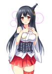  black_hair detached_sleeves fusou_(kantai_collection) hair_ornament japanese_clothes kantai_collection kyamu_(qqea92z9n) long_hair looking_at_viewer machinery open_mouth red_eyes solo wide_sleeves 