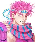  bad_id bad_pixiv_id jojo_no_kimyou_na_bouken joseph_joestar_(young) male_focus mitarashi_(mimi88884) one_eye_closed pink_eyes pink_hair scarf solo 