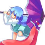  :p bare_legs heterochromia karakasa_obake looking_at_viewer pirorun smile solo tatara_kogasa tongue tongue_out touhou umbrella 