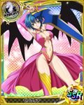  arms_up blue_hair breasts brown_eyes card_(medium) center_opening chess_piece cleavage demon_wings dress hair_ribbon high_school_dxd jewelry knight_(chess) large_breasts looking_at_viewer navel necklace official_art ribbon short_hair solo sword trading_card weapon wings xenovia_quarta 