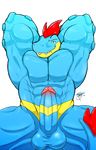  2015 abs addtags anthro balls biceps big_balls big_muscles big_penis erection feraligatr looking_at_viewer male muscles nintendo nude pecs penis pok&eacute;mon red_eyes smile solo teeth tongue tongue_out unknown_artist video_games yellow_eyes 