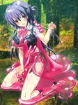  blouse blush kneehighs long_hair majika_majika purple_hair refeia skirt slime torn_clothes tsukushi_mizuho 