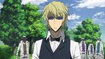  animated animated_gif blonde_hair bow bowtie durarara!! fighting formal heiwajima_shizuo knife suit sunglasses violence 