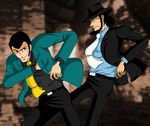  2boys arsene_lupin_iii black_hair facial_hair jigen_daisuke lupin_iii multiple_boys 