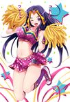  bad_id bad_pixiv_id blush breasts cheerleader crop_top endou_masatoshi jumping kneehighs large_breasts liliana_vess long_hair magic:_the_gathering midriff navel one_eye_closed open_mouth pom_poms purple_eyes purple_hair shiny shiny_skin shoes skirt smile sneakers solo 