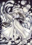  2015 abstract_background bug butterfly dated dress fan folding_fan greyscale hat insect marker_(medium) monochrome mosho open_mouth saigyouji_yuyuko short_hair smile solo touhou traditional_media 