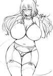  atago_(kantai_collection) beret bra breasts choker crotchless_panties cupless_bra curvy frilled_bra frills garter_belt glasses greyscale hat huge_breasts inverted_nipples kantai_collection lingerie long_hair looking_at_viewer monochrome navel nipples panties pas_(paxiti) pussy_juice semi-rimless_eyewear sketch solo thigh_gap thighhighs under-rim_eyewear underwear underwear_only 